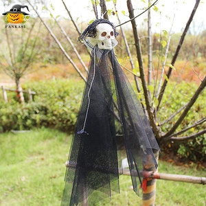ของตกแต่งฮาโลวีน หัวกะโหลกผี ของประดับแขวน ผ้าทูลสีดำ อุปกรณ์ประกอบงานปาร์ตี้ในร่ม - Product Image 2