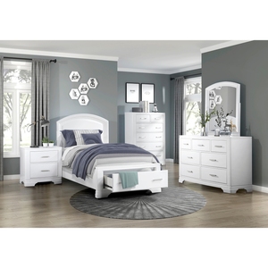 Comodino dal Design Elegante con Finitura Bianca e Due Cassetti, Stile Transizionale, Arredamento Camera da Letto, 1 Pezzo - Product Image 5