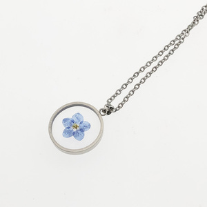 Di alta qualità 20MM in acciaio inox argento dolce essiccato pressato dimenticare Me non collana di fiori per il suo miglior regalo - Product Image 6