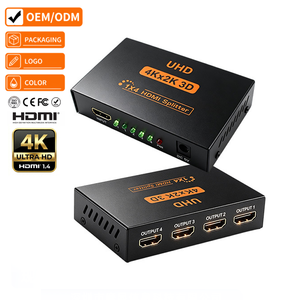ตัวแยกสัญญาณ <span class=keywords><strong>HDMI</strong></span> Justlink UHD 4K 2K <span class=keywords><strong>1</strong></span> เข้า <span class=keywords><strong>4</strong></span> ออก UHD 3D ตัวกระจายสัญญาณวิดีโอแบบโลหะ <span class=keywords><strong>4</strong></span> พอร์ต สำหรับทีวี จอภาพ โปรเจคเตอร์ - Product Image 1