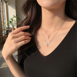 Collane a Strati alla Moda per Donna, Stile Punk Minimalista con Cuore, Chiave, Farfalla e Strass, Disponibili all'Ingrosso - Product Image 3