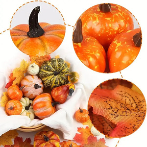 Ensemble de décorations d'<span class=keywords><strong>Halloween</strong></span> 2026 : Citrouilles et feuilles d'érable artificielles pour la décoration de meubles de Noël et de Thanksgiving - Product Image 2