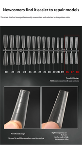 Nuevas uñas postizas de PMMA sin rastro, protectoras <span class=keywords><strong>para</strong></span> las manos, con esquinas recortadas, puntas de gel suave rectas con líneas de escala <span class=keywords><strong>para</strong></span> decoración de uñas. - Product Image 6