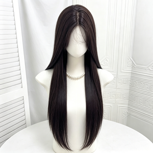 วิกผมลูกไม้แบบคล้องมือสำหรับผู้หญิง สีดำ <span class=keywords><strong>ผม</strong></span><span class=keywords><strong>ยาว</strong></span>ตรงเป็นธรรมชาติและสมจริง ทำจากไหมทนความร้อนสูง ปิดคลุมทั้งศีรษะ - Product Image 1