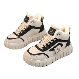 Nouvelles baskets d'hiver mi-montantes à motif écossais, doublées en maille, à lacets avant, décontractées, polyvalentes, version coréenne, à talon bas en plastique - Product Image 4