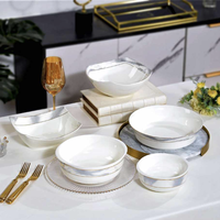 Service de table en porcelaine fine, 8 pièces, blanc luxueux, brillant, durable, sans plomb ni cadmium, compatible lave-vaisselle