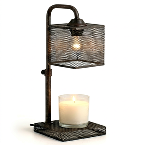 Lámpara Calentadora de Velas Eléctrica de Hierro con Forma Cuadrada y Pantalla de Malla para Aromaterapia, Uso en Mesa, Decoración de Interiores, Iluminación - Product Image 1