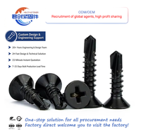 Oxyde noir acier au carbone tête croisée plate vis pour cloison sèche auto-perçage application de toiture système de mesure métrique
