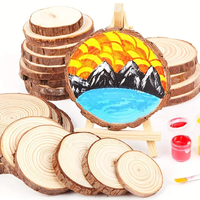 Lingkaran irisan kayu bulat alami yang belum selesai dengan cakram kayu pohon DIY Kerajinan lukisan pesta pernikahan