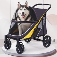 Poussette pour chien de grande taille, capacité de charge de 60 kg, pliage à une main, roues pivotantes de 8 pouces, frein double de 11 pouces, dégagement rapide, personnalisation OEM