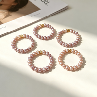 Ins-Style Minimalistischer Lila Natürlicher Süßwasserperlen-Ring in Kartoffelform AA-Qualität Elastischer Vielseitiger Modeschmuck für Damen