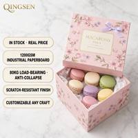 Caja de Regalo Elegante y Lujosa de Cartón Rosa Personalizada con Impresión Offset, Tapa y Base, Rellena de Papel Triturado, para Macarons