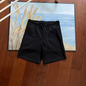 Shorts de sport décontractés pour hommes en molleton technique style drill, 100 % coton, taille élastique avec pression latérale adhésive, motif uni - Product Image 6