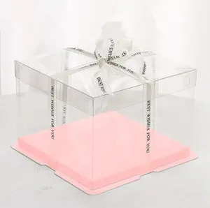 Plastik box Geburtstag für Pop-Gast Anpassbare Kuchen box Transparente Benutzer definierte Großhandel Luxus Clear Tall Wedding Packaging Box