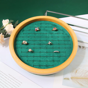 แท่นโชว์เครื่องประดับกำมะหยี่ไม้ไผ่สั่งทำพิเศษสำหรับขายส่ง พร้อมกล่องเก็บแหวนและต่างหู - Product Image 5