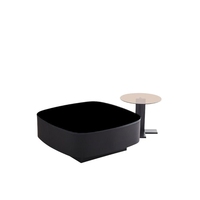 Table Basse Italienne de Luxe en Verre, Design Carré Moderne pour Salon, Petite Table à Thé Domestique avec Tiroir en Pierre