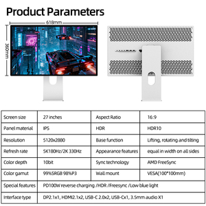KUYCON P27Z 27 Inci 5K 180Hz Suara & Gambar Luar Biasa, Monitor Vertikal Aluminium untuk Gaming Desktop dengan Pengalihan Mode Energi Tinggi Ganda - Product Image 3