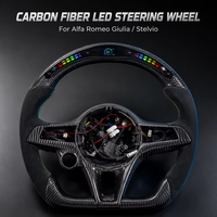 Volant personnalisé en fibre de carbone avec LED pour Alfa Romeo Giulia Stelvio 2017-2019, modification de l'intérieur de la voiture