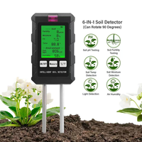 Monitor de fertilidad de humedad de pH del suelo 6 en 1, probador inteligente de humedad de temperatura de luz de planta con retroiluminación para jardín, granja, uso doméstico