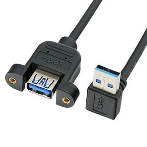Cable de extensión USB 3.0 macho a hembra en ángulo recto con orificios para tornillos para transferencia de datos - Product Image 4
