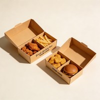 Boîtes à hamburger en papier kraft ondulé jetables personnalisées avec logo, impression numérique, emballage pour hamburgers et frites