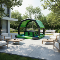 Bar de piscine gonflable vert et noir pour fête d'été avec pompe à air
