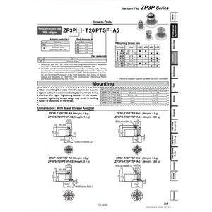 Modèle de tampon de vide pneumatique SMC ZP3P-T20PTSF-AG1 pour pièces d'équipement de manutention - Product Image 1