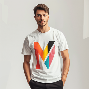 T-Shirt a manica corta in poliestere e cotone bianco con inchiostro personalizzato a base d'acqua - Product Image 6