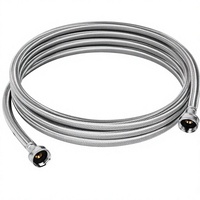 Tuyau de machine à laver tressé en acier inoxydable 3/4" avec raccords FHT pour alimentation en eau résidentielle longue distance, durable