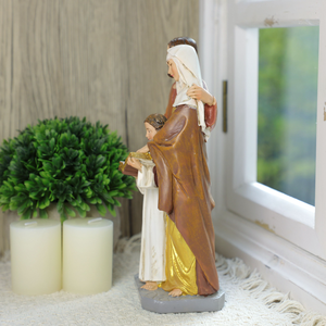 Statues religieuses catholiques en résine, produits en stock, fabrication artisanale OEM, cadeau, Sainte <span class=keywords><strong>Anne</strong></span> 7,48''H, <span class=keywords><strong>statue</strong></span> de la famille de Sainte <span class=keywords><strong>Anne</strong></span> - Product Image 4