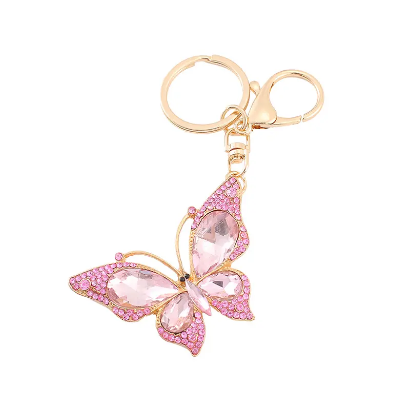 Europäische und amerikanische Farbe Diamant verkrustete ausgehöhlte Schmetterling Modellierung Schlüssel bund exquisite Motte Schlüssel bund