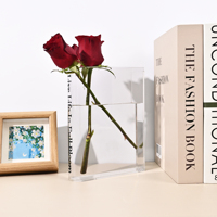 Vase de livre de fleur acrylique transparent en gros d'usine pour la décoration de table à manger de bureau à domicile