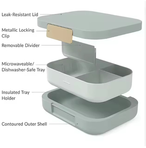 Bento Lunch <b>Box</b> Kids 1200ml Plastic Lid Leak Proof Reusable 4-Compartment Microwavable Dishwasher Safe BPA Free Square - Product Image 3