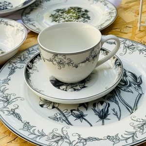 Flower Ceramic Plate <b>Set</b> Hot Round Plate Dish <b>Dinner</b> Crazy Purchase of European Classic Vintage Business Gifts Black and <b>White</b> - Product Image 4