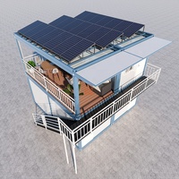 Maison mobile préfabriquée en conteneur 3-en-1 personnalisée de luxe en acier léger sur 2 étages Maison villa plate Panneaux solaires pour appartements