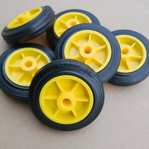 Solid Rubber Wheels 4 Inch Yellow Heavy Duty <b>For</b> <b>Tool</b> <b>Carts</b> - Product Image 3