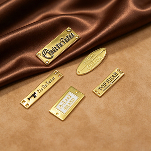 Custom Metal Garment Labels Rectangle Shape Gravure Printing Embossing Stitch Main Labels for Clothing - Product Image 5