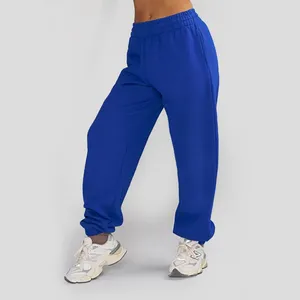 Individuelles Großhandel hochwertige 100% Baumwolle Baggy elastische Taille einfarbig Sport Training Damen Jogginghose mit Seitentasche