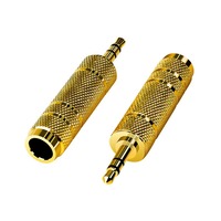 Adaptateur stéréo mâle 3,5 mm (1/8'') vers femelle 6,35 mm (1/4'') avec placage en alliage d'or, longueur 6 cm pour amplificateur de casque