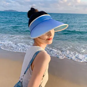 Crème solaire pare-soleil femmes été voyage couleur dégradé extérieur visière chapeau en gros pliable réglable pare-soleil chapeau casquette