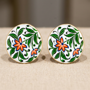 Boutons de manchette floraux en émail faits à la main pour hommes, en laiton plaqué or, style vintage, cadeau formel pour anniversaire et mariage, accessoires - Product Image 4