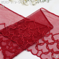 Valentijnsdag Hartpatroon Zwarte Kant Trim Rode Mesh Borduurwerk Kantstof 18cm Romantische Kant voor Lingerie BH Ondergoed Groothandel