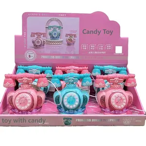 Vente en gros Nouveau Puzzle Enfants Fille Jouet Électronique Princesse Téléphone Rétro Fixe Lumineux Musique Téléphone Enfants Jouet Avec Bonbons