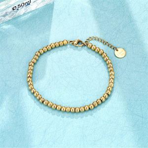 Custom Metal Round logo Tags Jewelry Women <b>Gold</b> <b>Beads</b> Chain <b>Bracelets</b> Jewelry - Product Image 2