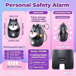 Alarme de sécurité personnelle en peluche Kawaii, sirène d'urgence puissante 130 dB, porte-clés <span class=keywords><strong>SOS</strong></span> pour l'autodéfense des étudiants, des enfants et des femmes - Product Image 3
