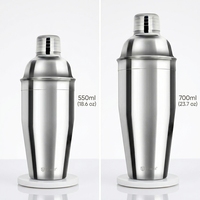 Shakers à cocktails 8oz 250ml&500ml&700ml, shaker à martini, tasse en acier inoxydable, mélangeur de boissons, bouteille, outils de bar à domicile, équipement de barman