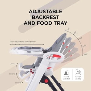 Chaise haute bébé pliable et réglable en métal au <span class=keywords><strong>design</strong></span> moderne, certifiée EN 14988 pour l'alimentation des enfants, idéale pour la cuisine - Vente en gros usine - Product Image 2