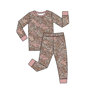 Baby Footed Zipper Romper Toddler <b>Girls</b> Sleep Suit Autumn Wildflower Leopard Print Eco-Friendly Short Sleeve Kids Matching <b>Set</b> - Product Image 2