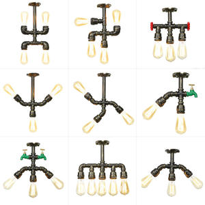 Lámpara colgante de tubo de agua industrial vintage, candelabro de 5 cabezas - Product Image 5