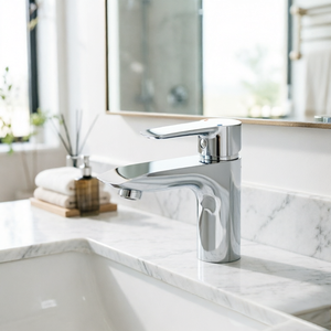 Robinet en alliage de zinc à un seul trou au design minimaliste moderne, avec cartouche céramique, idéal pour lavabo de salle de bain d'hôtel ou d'appartement - Product Image 4
